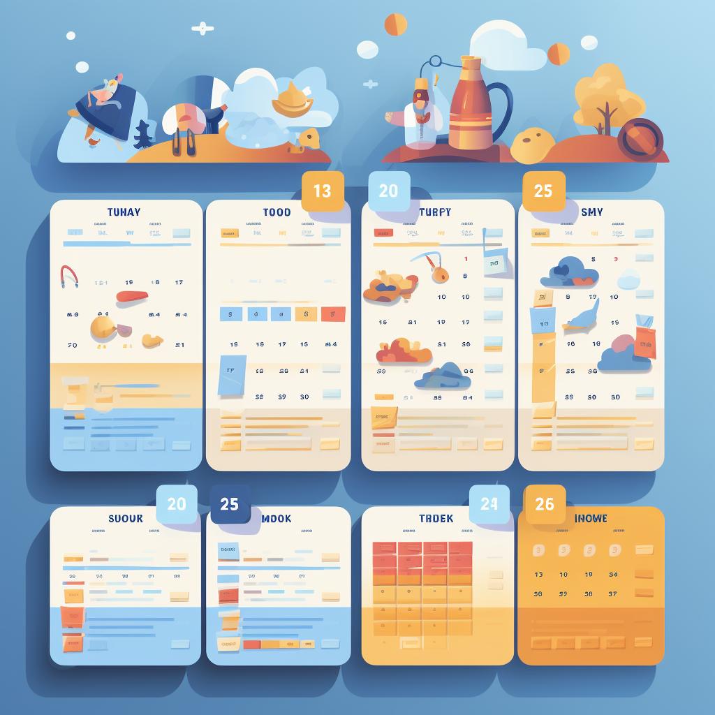 A content calendar with different types of posts scheduled